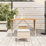 Garden Table With Acacia Wood Top 105X75X72 Cm Poly Rattan
