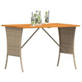 Garden Table With Acacia Wood Top 105X75X72 Cm Poly Rattan