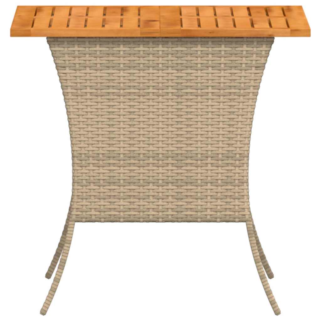 Garden Table With Acacia Wood Top 105X75X72 Cm Poly Rattan