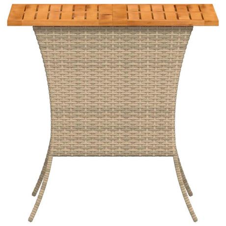 Garden Table With Acacia Wood Top 105X75X72 Cm Poly Rattan