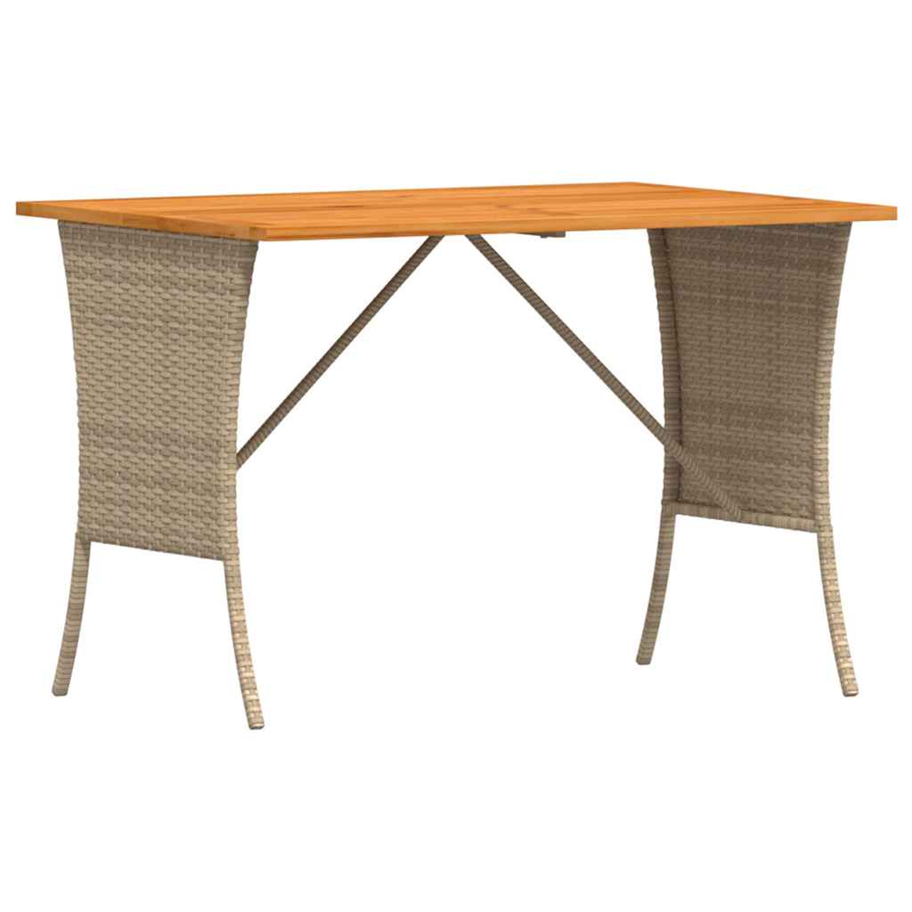 Garden Table With Acacia Wood Top 105X75X72 Cm Poly Rattan