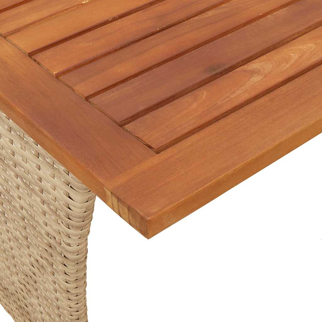 Garden Table With Acacia Wood Top 105X75X72 Cm Poly Rattan