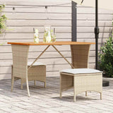Garden Table With Acacia Wood Top 105X75X72 Cm Poly Rattan