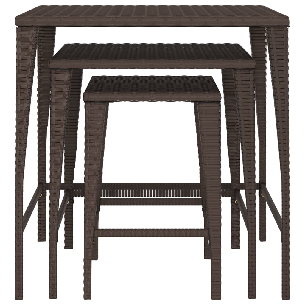 Garden Nesting Tables 3 Pcs Poly Rattan
