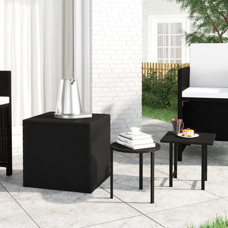 Garden Side Tables 3 Pcs Poly Rattan