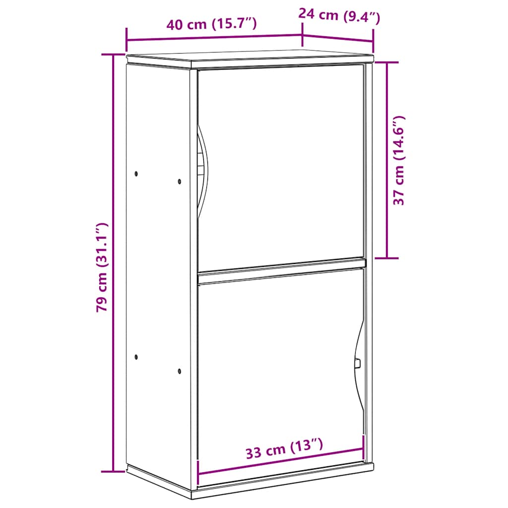 Side Cabinet Odda 40X24X79 Cm Solid Wood Pine
