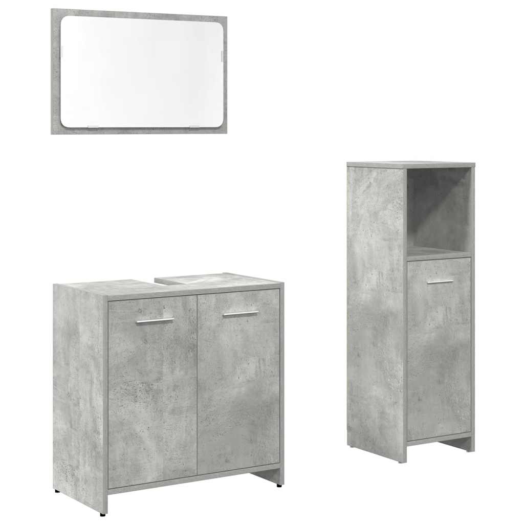3 Piece Bathroom Furniture Set Engineered Wood