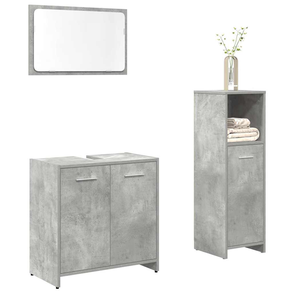 3 Piece Bathroom Furniture Set Engineered Wood