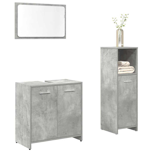 3 Piece Bathroom Furniture Set Engineered Wood