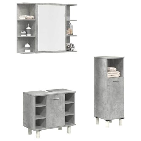3 Piece Bathroom Furniture Set Engineered Wood