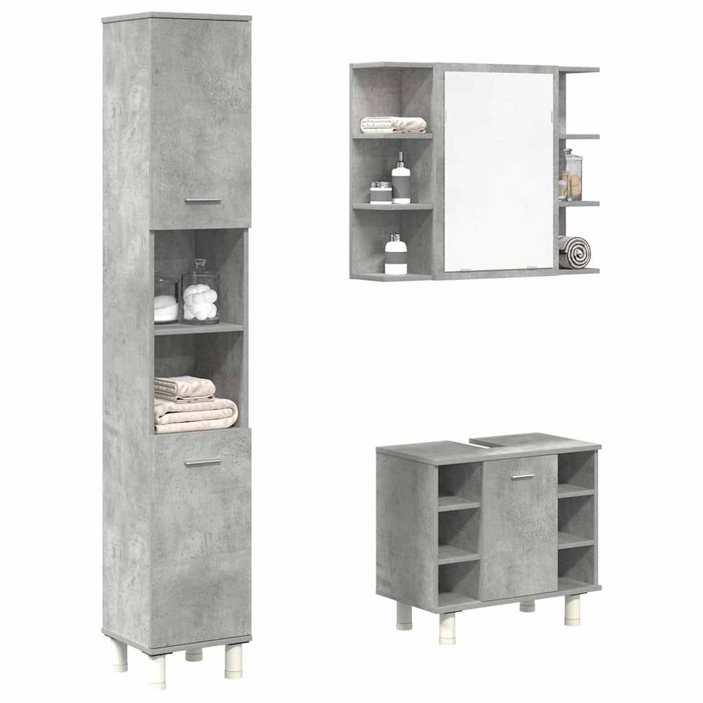 3 Piece Bathroom Furniture Set Engineered Wood