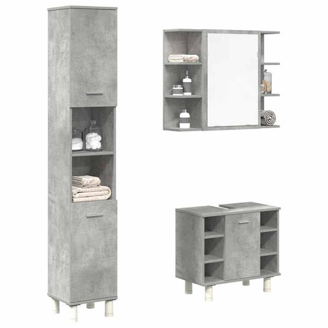 3 Piece Bathroom Furniture Set Engineered Wood