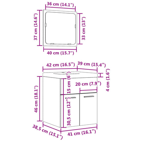 3 Piece Bathroom Furniture Set Engineered Wood