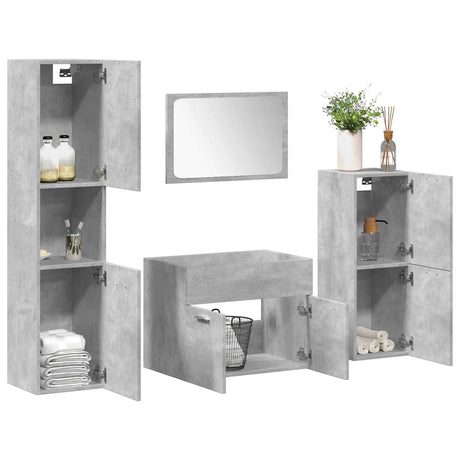 3 Piece Bathroom Furniture Set Engineered Wood