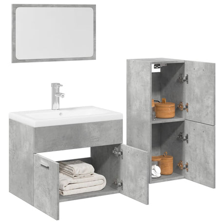 3 Piece Bathroom Furniture Set Engineered Wood