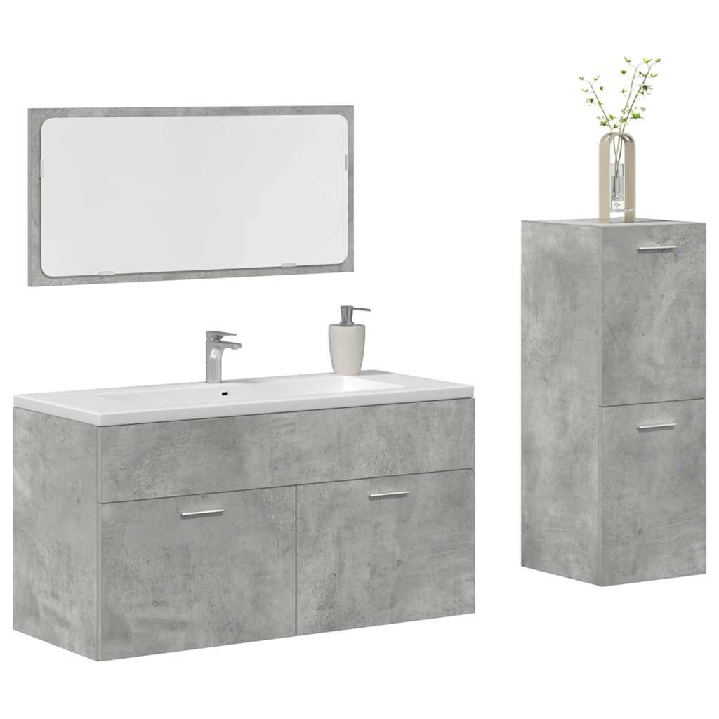 3 Piece Bathroom Furniture Set Engineered Wood