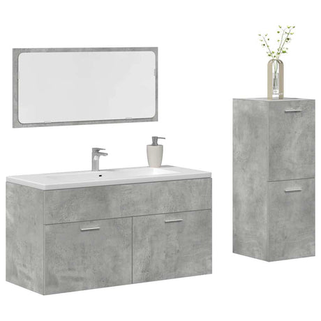 3 Piece Bathroom Furniture Set Engineered Wood