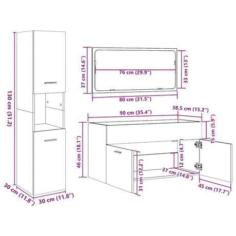 4 Piece Bathroom Furniture Set Engineered Wood
