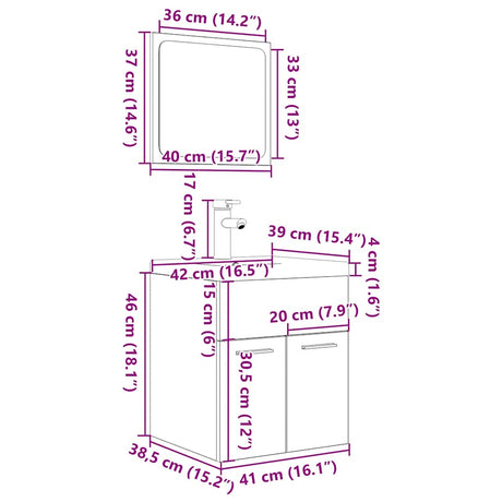 3 Piece Bathroom Furniture Set Engineered Wood