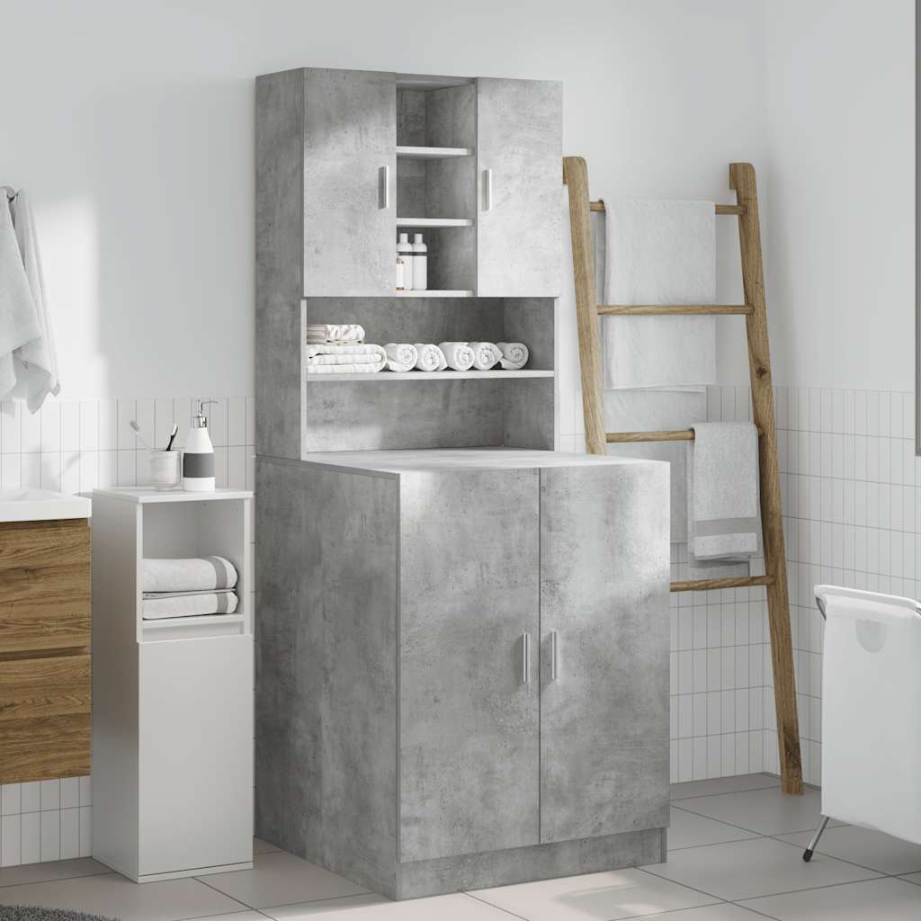 Washing Machine Cabinets 2 Pcs Concrete Grey Engineered Wood