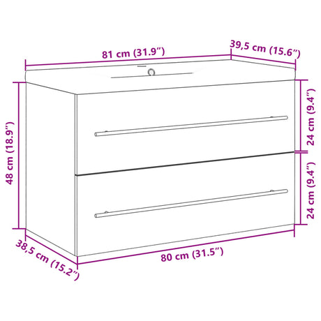 2 Piece Bathroom Furniture Set Engineered Wood