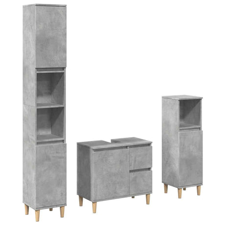 3 Piece Bathroom Furniture Set Engineered Wood