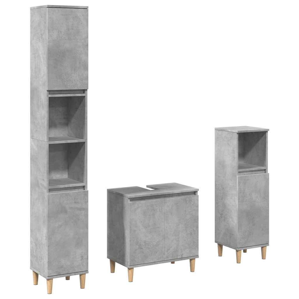3 Piece Bathroom Furniture Set Engineered Wood