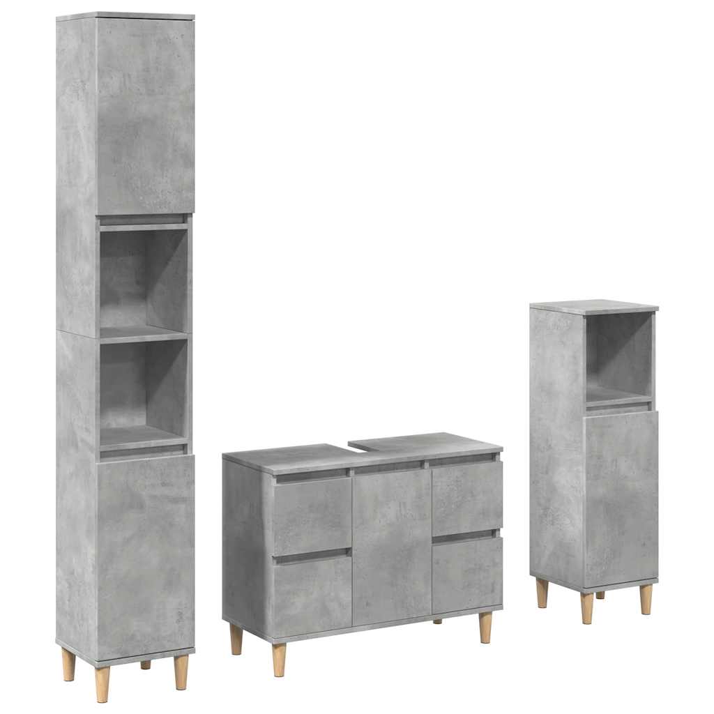 3 Piece Bathroom Furniture Set Engineered Wood