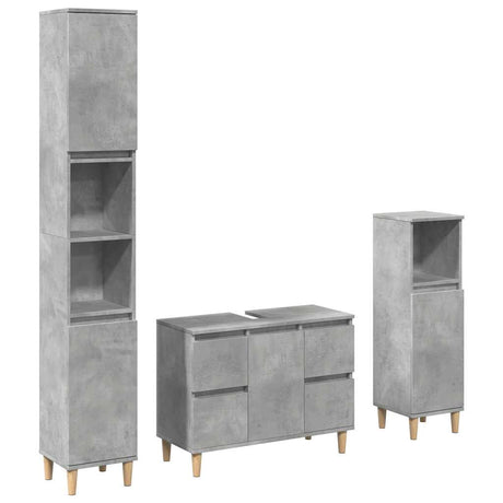 3 Piece Bathroom Furniture Set Engineered Wood