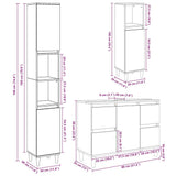 3 Piece Bathroom Furniture Set Engineered Wood