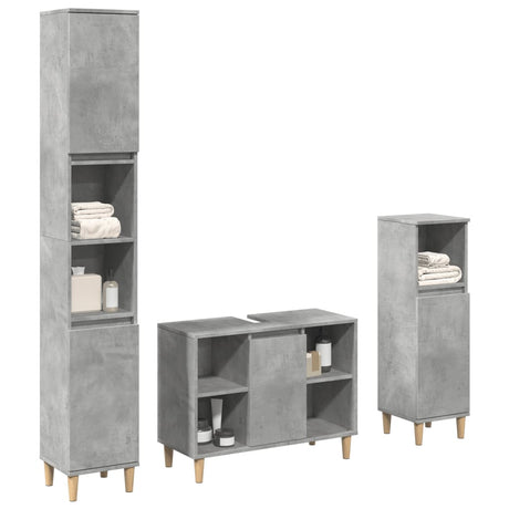 3 Piece Bathroom Furniture Set Engineered Wood