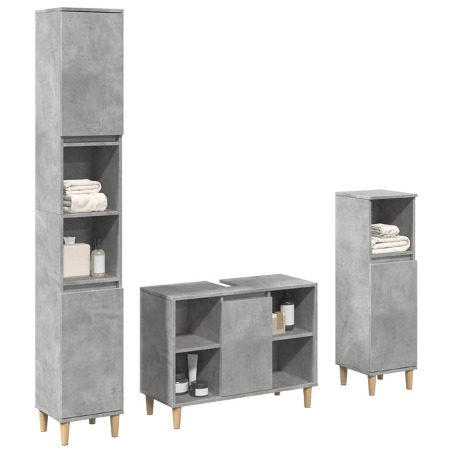 3 Piece Bathroom Furniture Set Engineered Wood