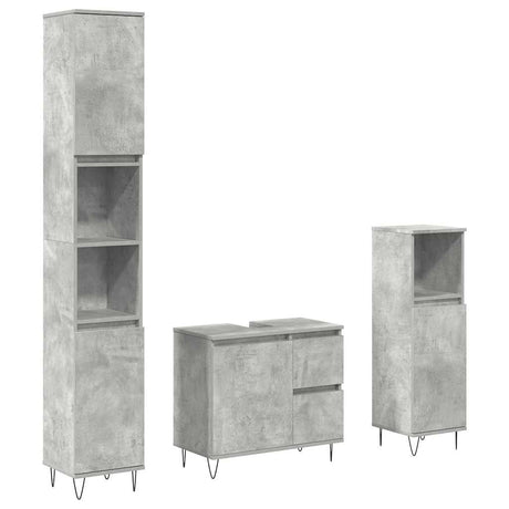 3 Piece Bathroom Furniture Set Engineered Wood