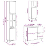 3 Piece Bathroom Furniture Set Engineered Wood