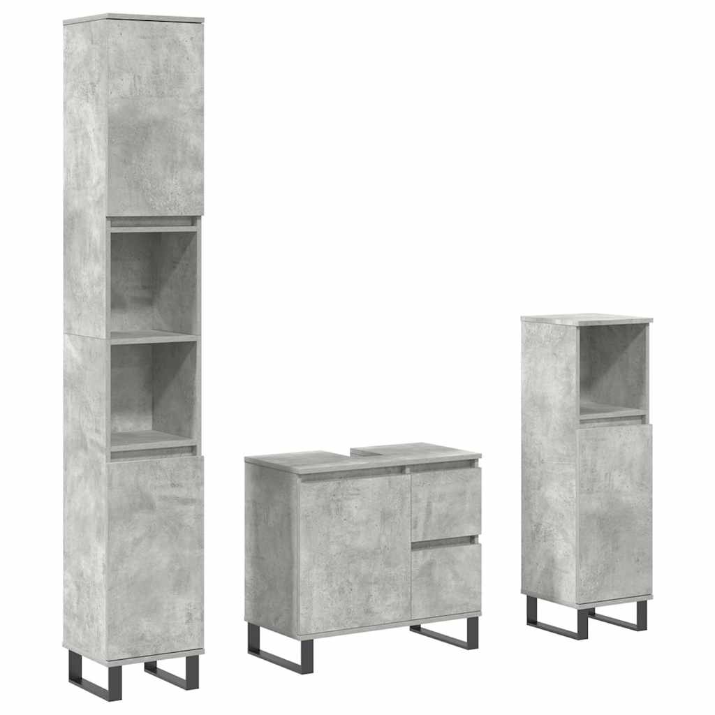 3 Piece Bathroom Furniture Set Engineered Wood