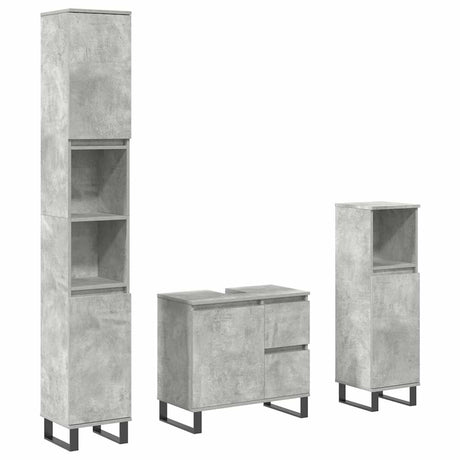 3 Piece Bathroom Furniture Set Engineered Wood