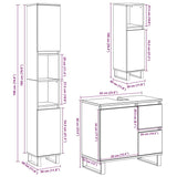 3 Piece Bathroom Furniture Set Engineered Wood