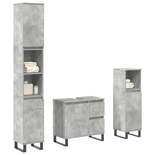 3 Piece Bathroom Furniture Set Engineered Wood