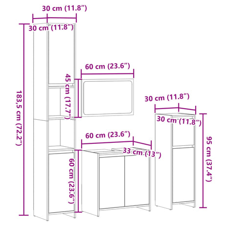 4 Piece Bathroom Furniture Set Engineered Wood