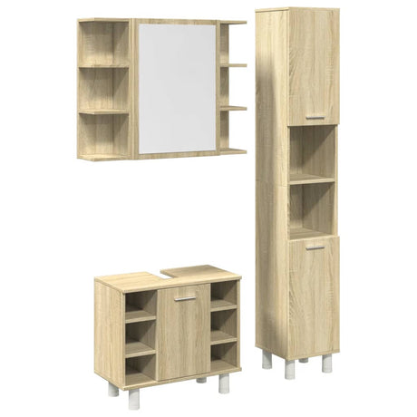 3 Piece Bathroom Furniture Set Engineered Wood