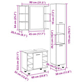 3 Piece Bathroom Furniture Set Engineered Wood