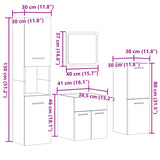 3 Piece Bathroom Furniture Set Engineered Wood
