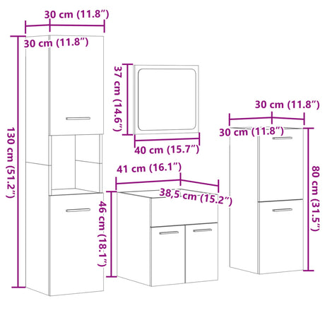 3 Piece Bathroom Furniture Set Engineered Wood