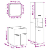 3 Piece Bathroom Furniture Set Engineered Wood