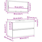 3 Piece Bathroom Furniture Set Engineered Wood