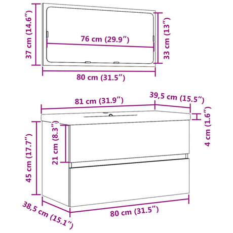 3 Piece Bathroom Furniture Set Engineered Wood