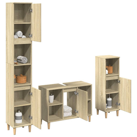 3 Piece Bathroom Furniture Set Engineered Wood