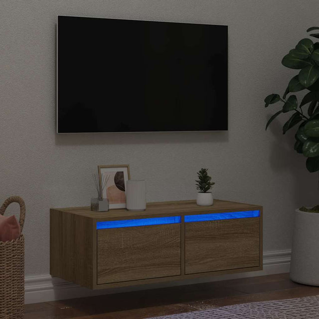 Tv Cabinet With Led Lights 75X35.5X25 Cm