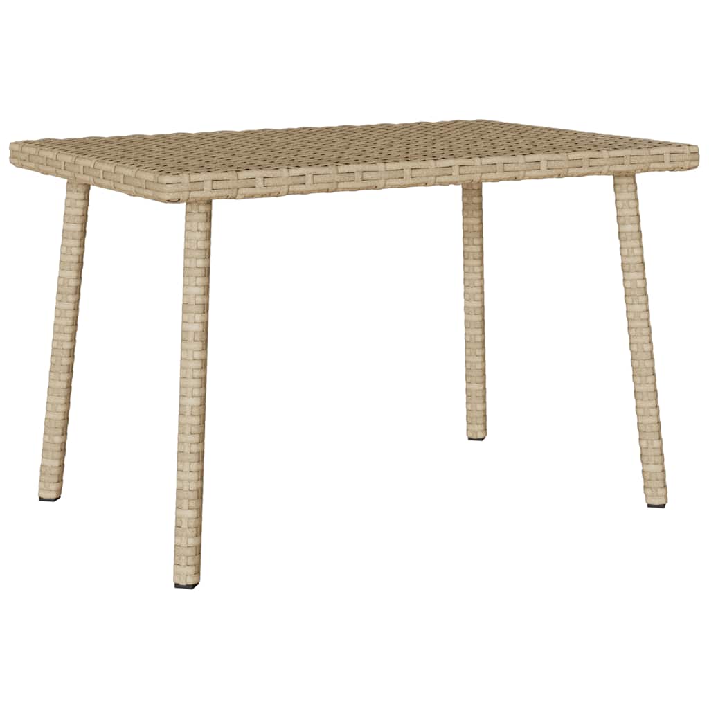 Garden Coffee Table Rectangular Beige 60x40x37 cm Poly Rattan