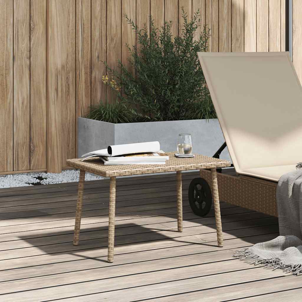 Garden Coffee Table Rectangular Beige 60x40x37 cm Poly Rattan
